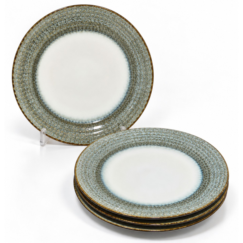 Pier 1 Imports Allison 11 5/8" Embossed Blue Green Stoneware Dinner Plate